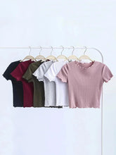 Vintage Holz ohren O hals kurzarm T-shirt 2024 Neue Frau Slim Fit t shirt engen t Sommer Retro Tops 6 farben